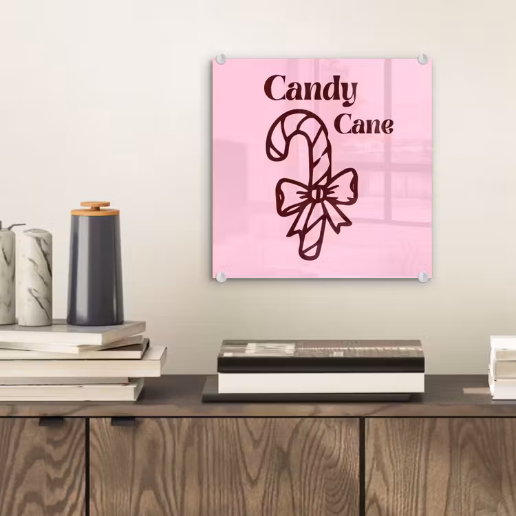 Glas schilderij - Kerst - Snoep - Tekst - Bruin - Roze — 2