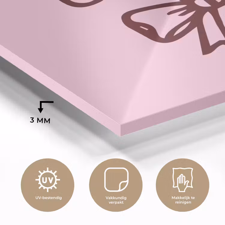 Glas schilderij - Kerst - Snoep - Tekst - Bruin - Roze — 3