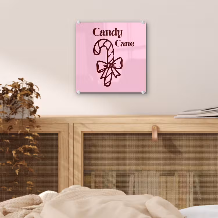 Glas schilderij - Kerst - Snoep - Tekst - Bruin - Roze — 5