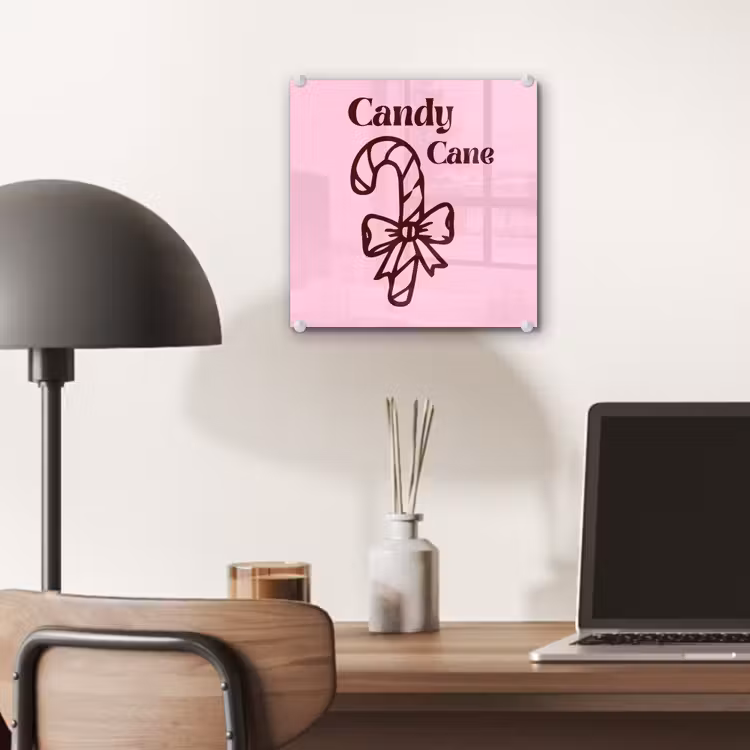 Glas schilderij - Kerst - Snoep - Tekst - Bruin - Roze — 7