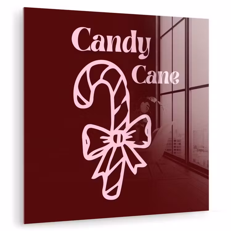 Glas schilderij - Kerst - Snoep - Tekst - Roze — 1