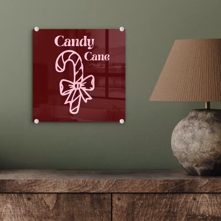 Glas schilderij - Kerst - Snoep - Tekst - Roze — 4