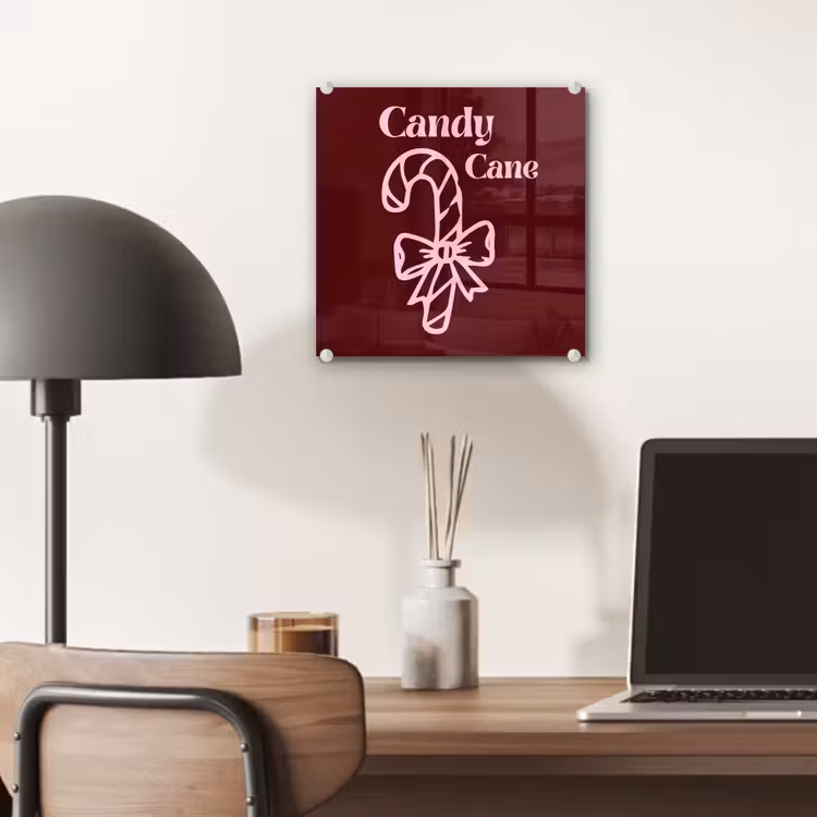 Glas schilderij - Kerst - Snoep - Tekst - Roze — 7
