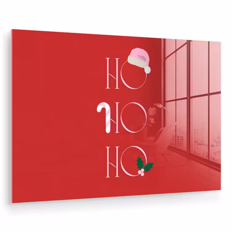 Glas schilderij - Kerst - Tekst - illustratie - Rood — 1