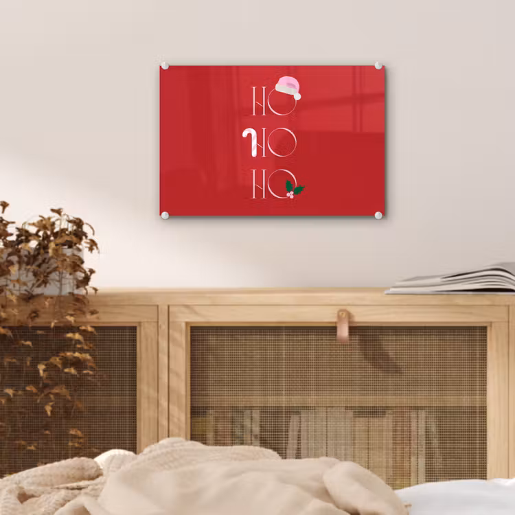 Glas schilderij - Kerst - Tekst - illustratie - Rood — 5