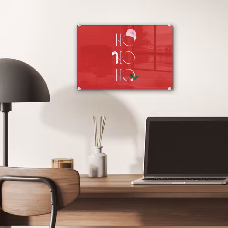 Glas schilderij - Kerst - Tekst - illustratie - Rood — 7