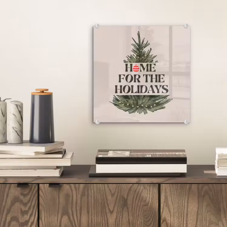 Glas schilderij - Kerst - Tekst - Kerstboom - Beige — 2