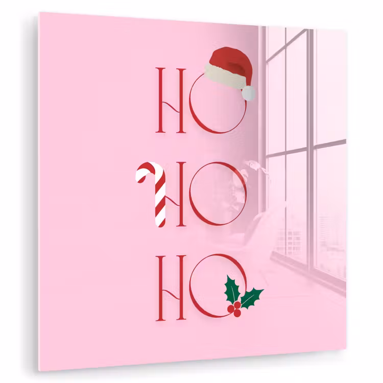 Glas schilderij - Kerst - Tekst - Roze - Illustratie — 1