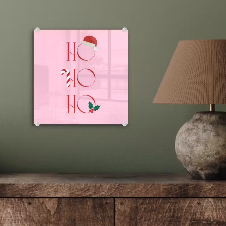 Glas schilderij - Kerst - Tekst - Roze - Illustratie — 4