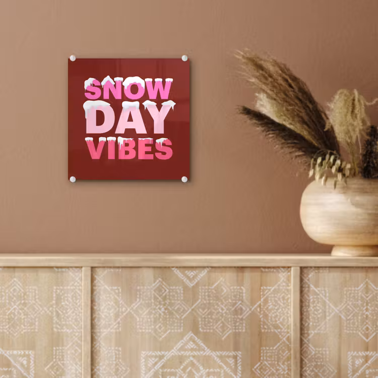 Glas schilderij - Kerst - Tekst - Sneeuw - Rood - Roze — 6
