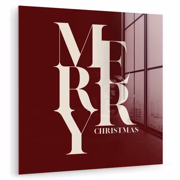 Glas schilderij - Merry - Tekst - Donker - Rood — 1