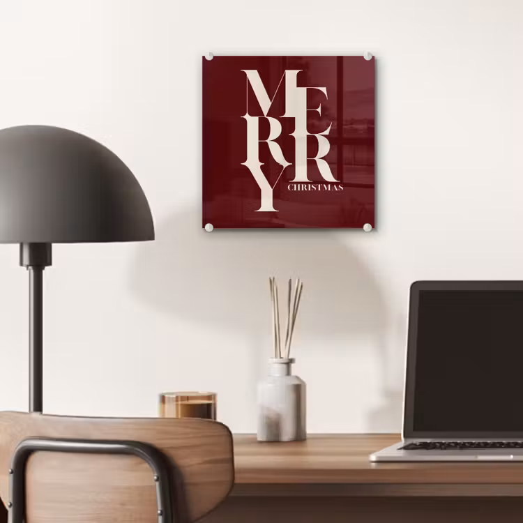 Glas schilderij - Merry - Tekst - Donker - Rood — 7