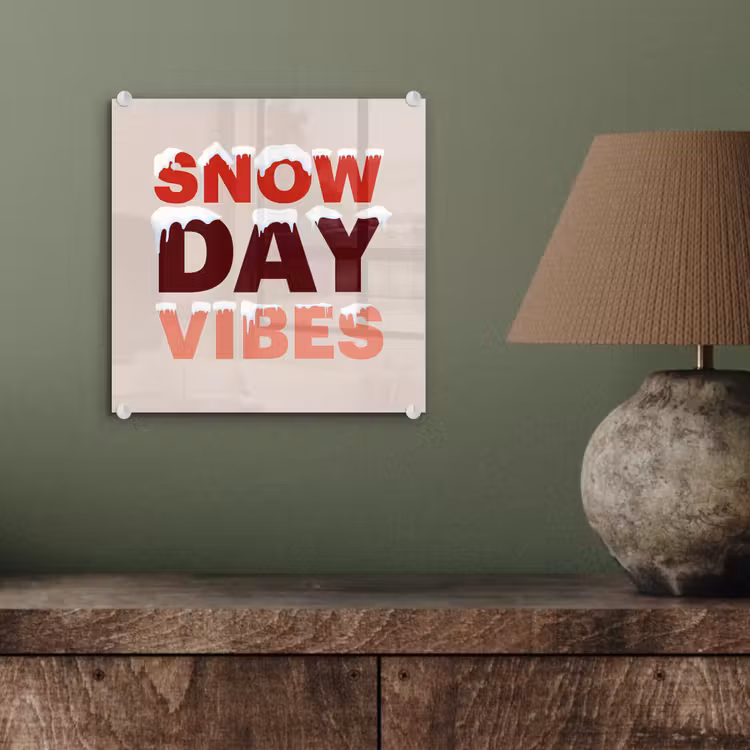 Glas schilderij - Sneeuw - Kerst - Tekst - Rood — 4