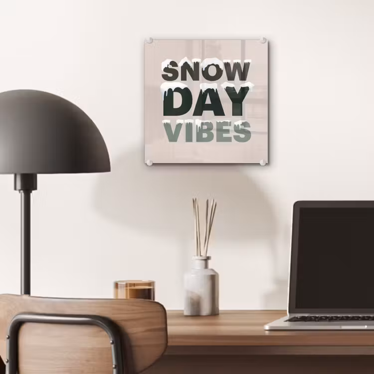 Glas schilderij - Sneeuw - Tekst - Kerst - Beige — 7