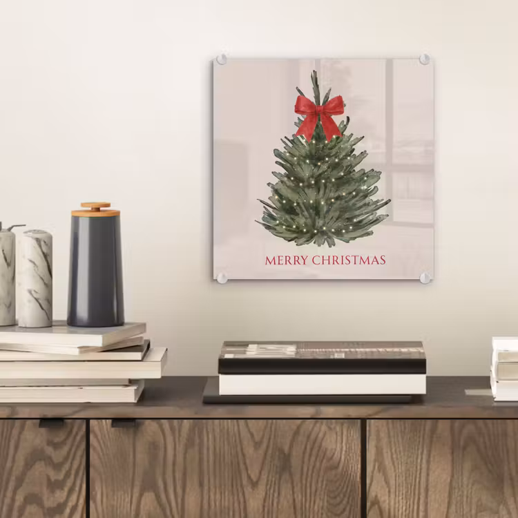 Glas schilderij - Tekst - Kerst - Kerstboom — 2