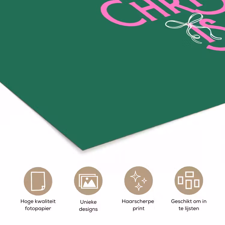 Poster - Kerst - Tekst - Roze - Groen — 5