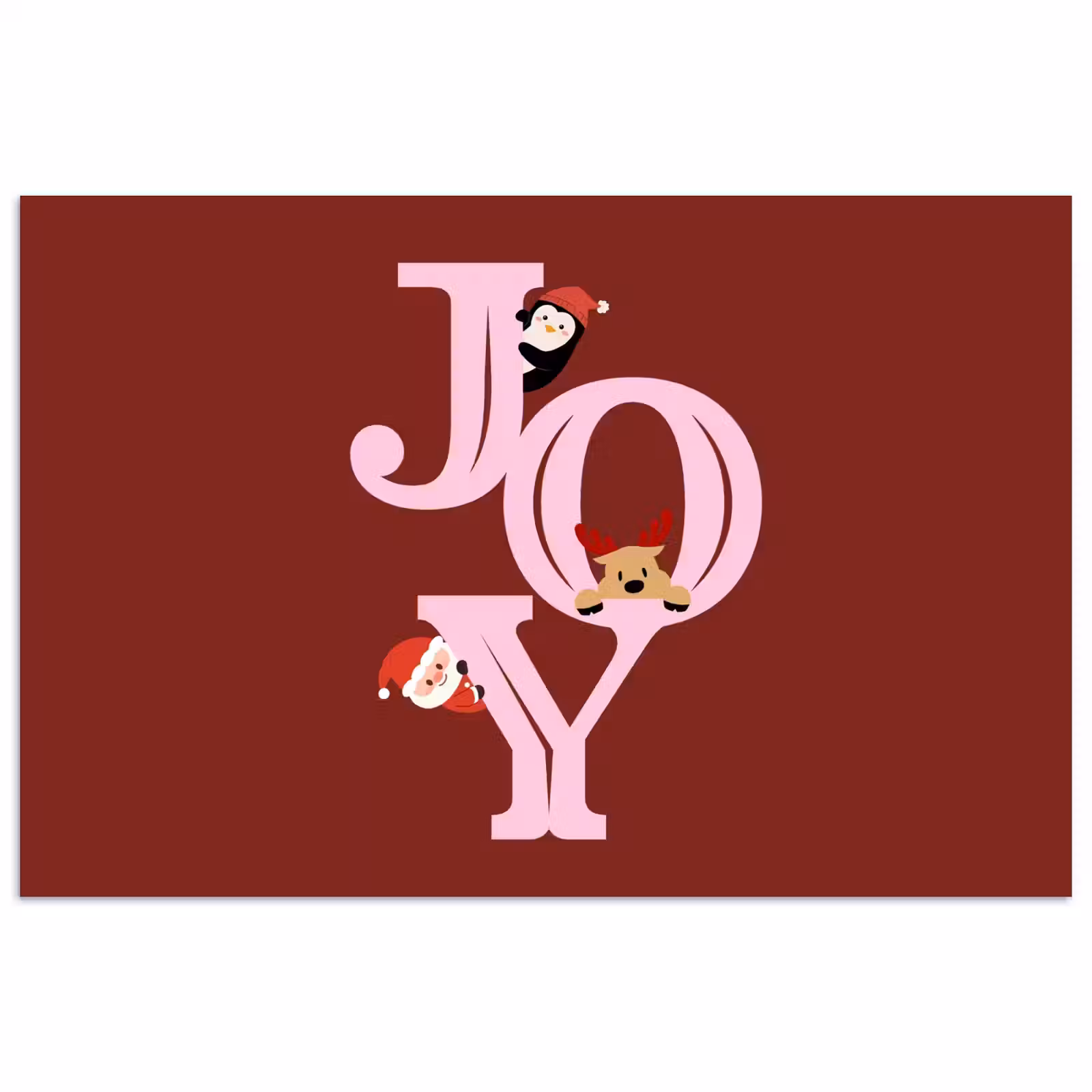 Poster - Joy - Kerst - Animatie - Rood - Roze — 1