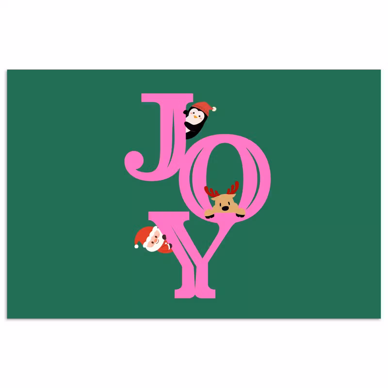 Poster - Joy - Kerst - Animatie - Roze - Groen — 1