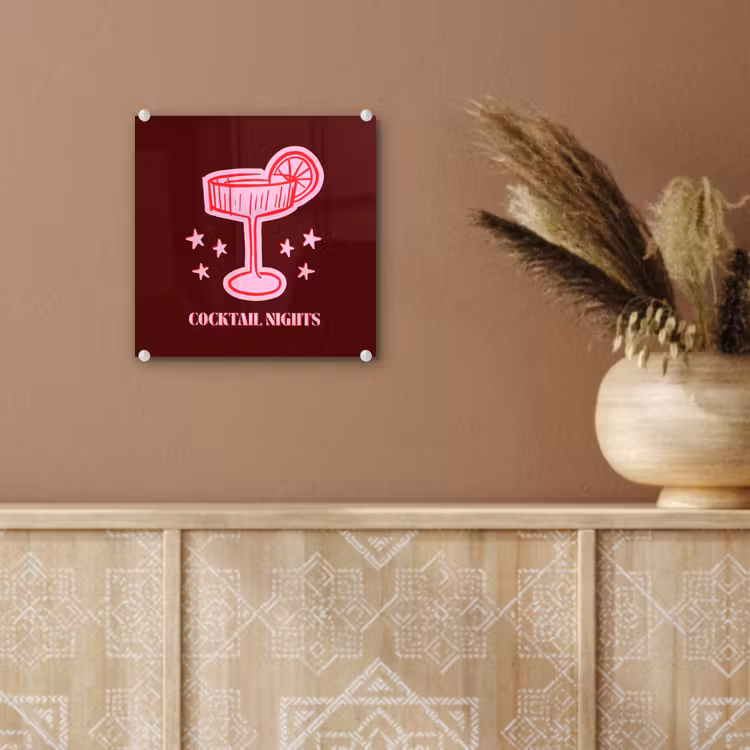 Glas schilderij - Cocktail - Kerst - Burgundy - Roze — 6