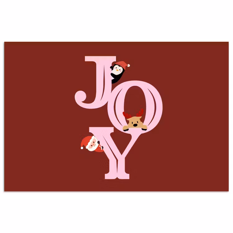 Poster - Joy - Kerst - Animatie - Rood - Roze — 1