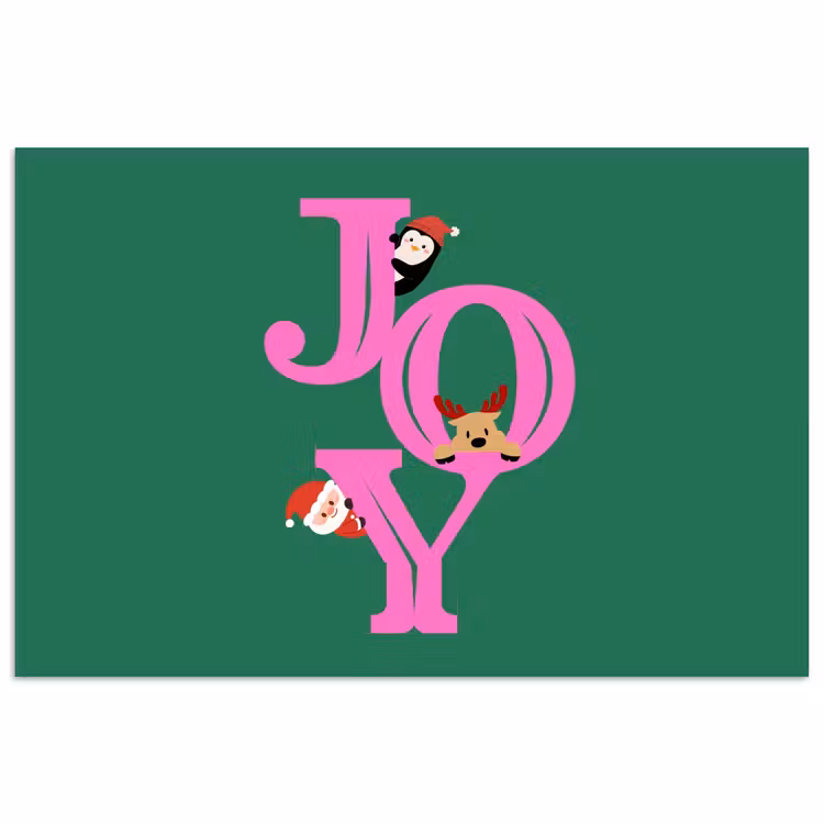 Poster - Joy - Kerst - Animatie - Roze - Groen — 1