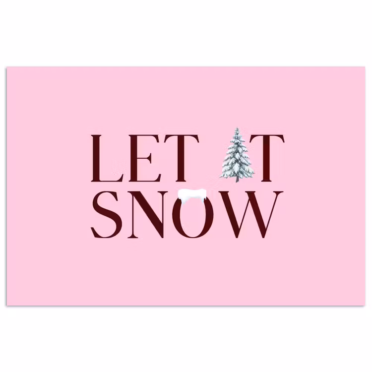 Poster - Kerst - Tekst - Sneeuw - Roze — 1