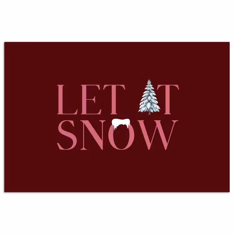 Poster - Tekst - Kerst - Sneeuw - Roze — 1