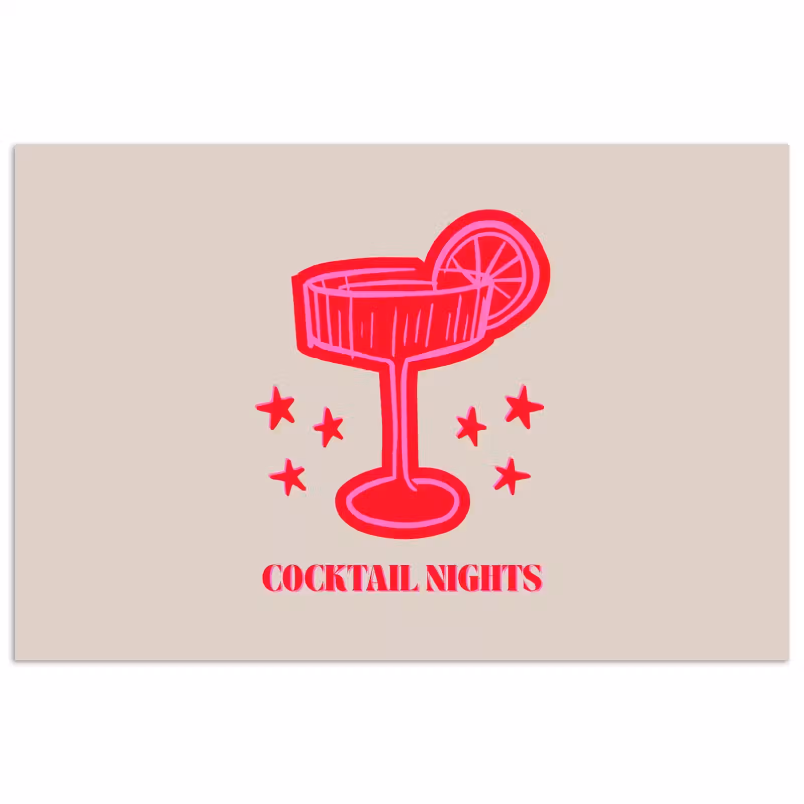 Poster - Cocktail - Kerst - Beige - Roze — 1