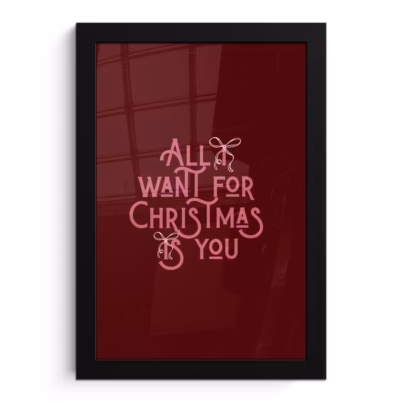 Poster met lijst - Tekst - Kerst - Rood - Roze — 1