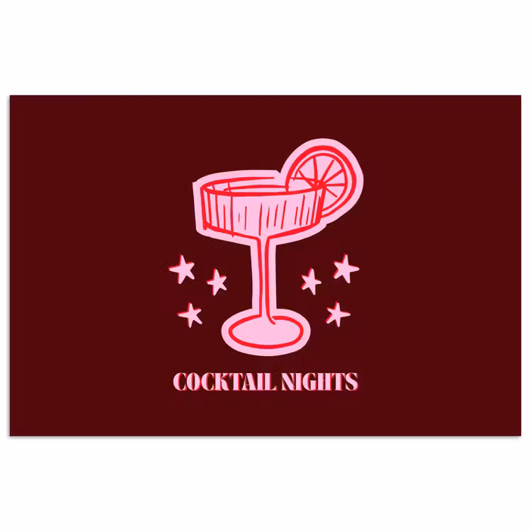 Poster - Cocktail - Kerst - Burgundy - Roze — 1