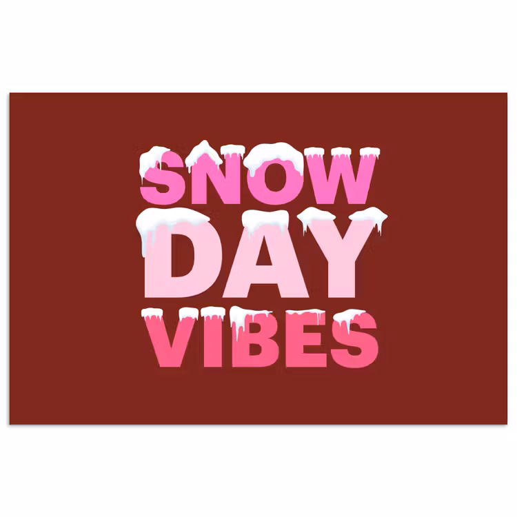 Poster - Kerst - Tekst - Sneeuw - Rood - Roze — 1