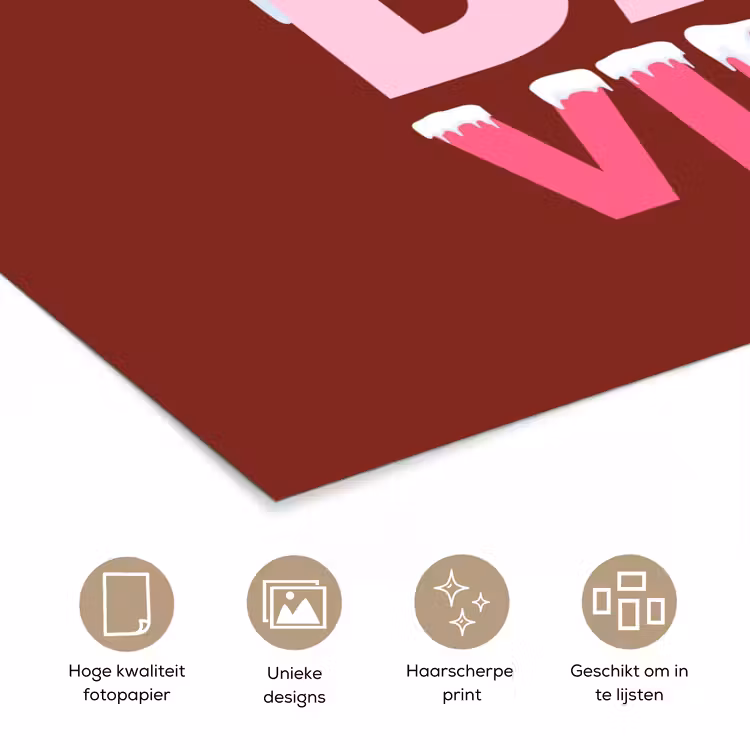 Poster - Kerst - Tekst - Sneeuw - Rood - Roze — 5