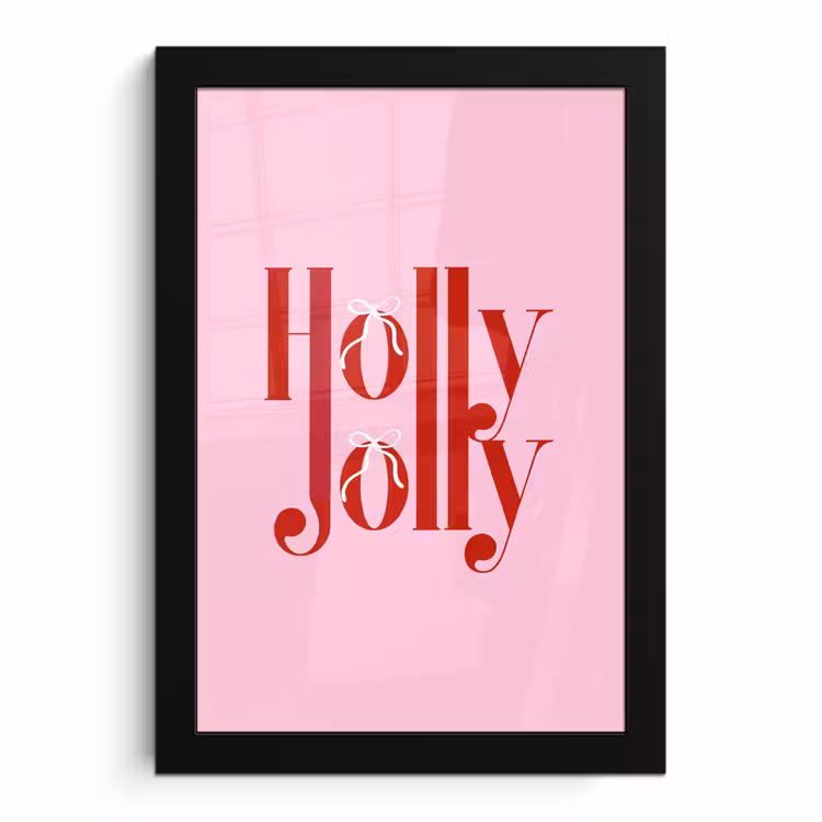 Poster met lijst - Kerst - Tekst - Rood - Roze — 1