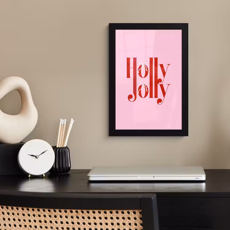 Poster met lijst - Kerst - Tekst - Rood - Roze — 3