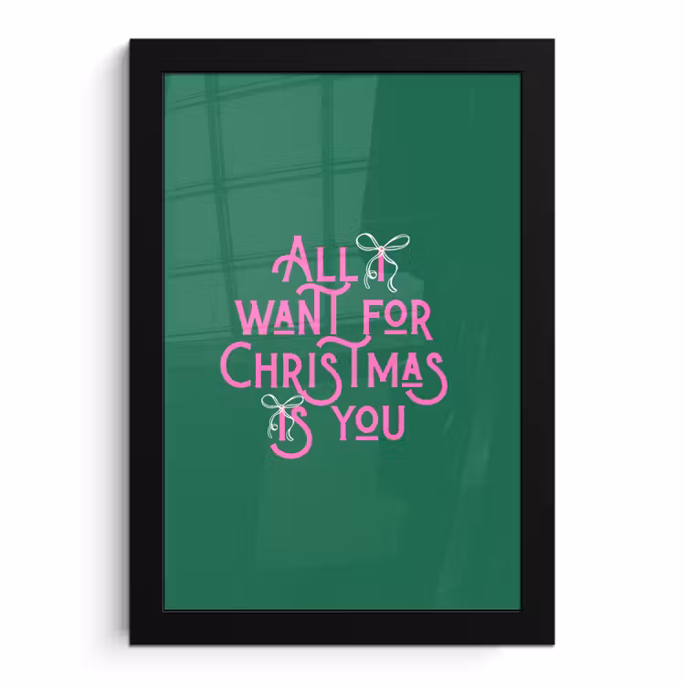 Poster met lijst - Kerst - Tekst - Roze - Groen — 1
