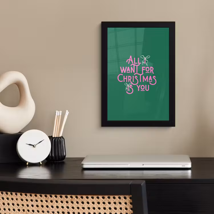Poster met lijst - Kerst - Tekst - Roze - Groen — 3