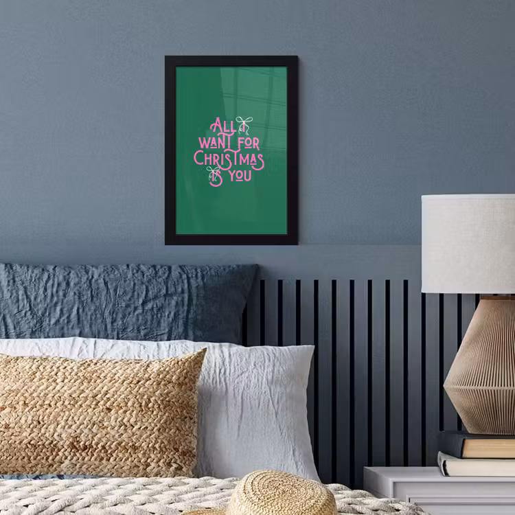 Poster met lijst - Kerst - Tekst - Roze - Groen — 4