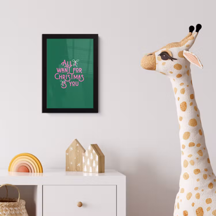Poster met lijst - Kerst - Tekst - Roze - Groen — 5
