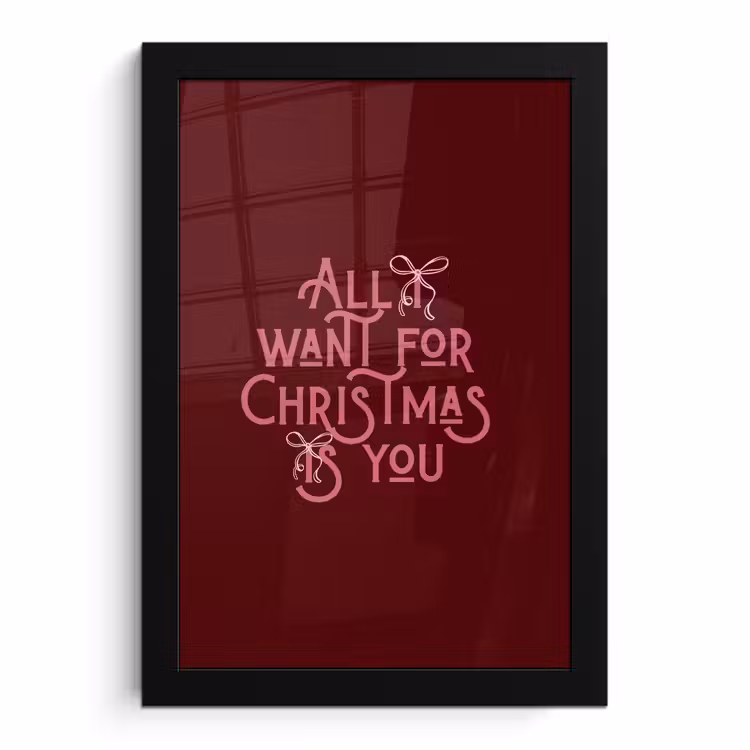 Poster met lijst - Tekst - Kerst - Rood - Roze — 1