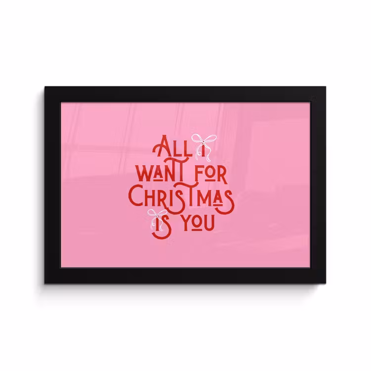 Poster met lijst - Tekst - Kerst - Roze - Rood — 1