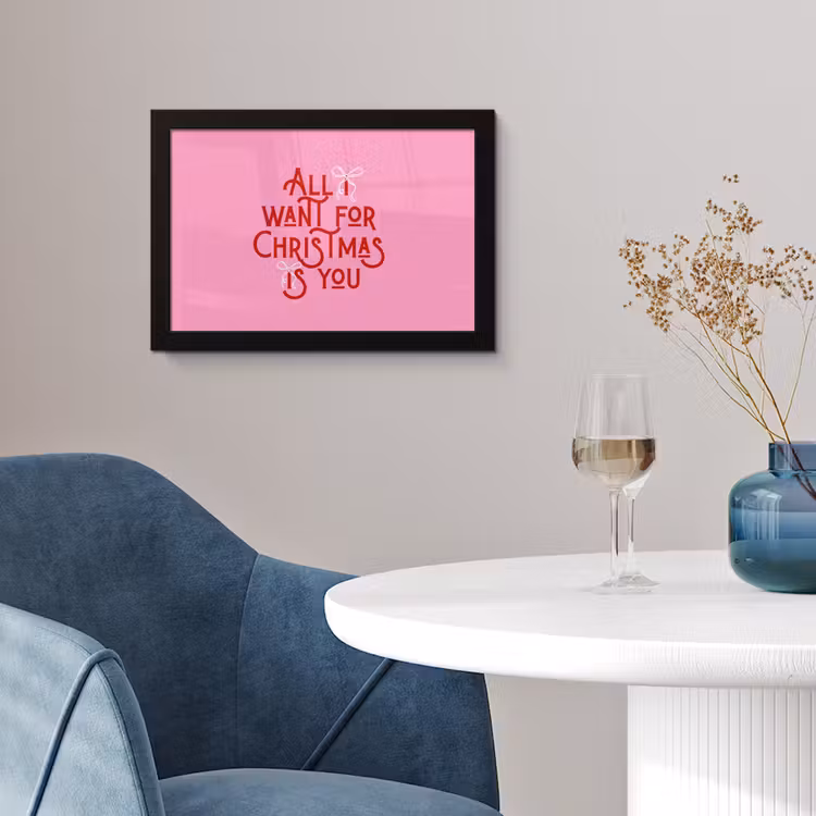 Poster met lijst - Tekst - Kerst - Roze - Rood — 2