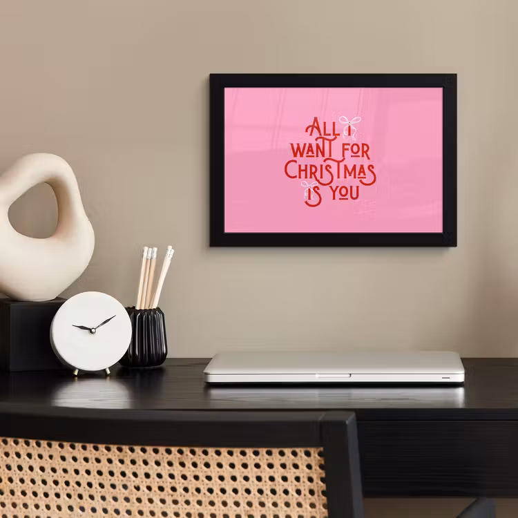 Poster met lijst - Tekst - Kerst - Roze - Rood — 3