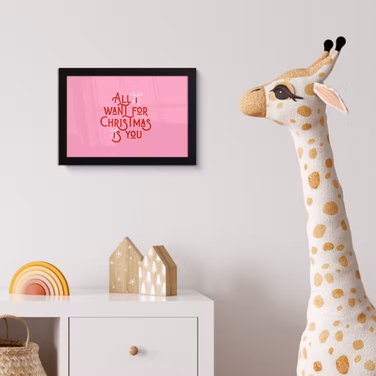 Poster met lijst - Tekst - Kerst - Roze - Rood — 5