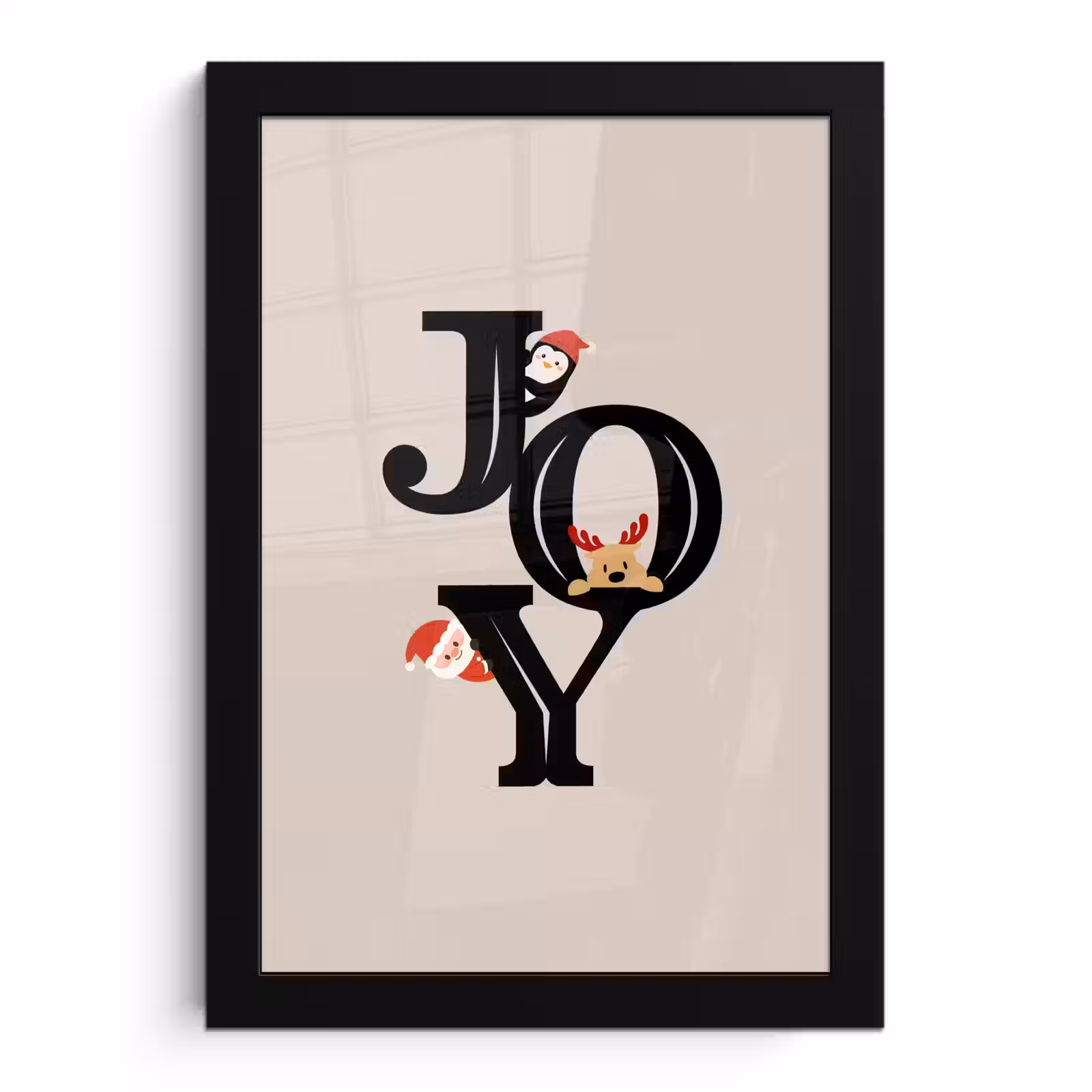 Poster met lijst - Joy - Animatie - Zwart - Kerst — 1