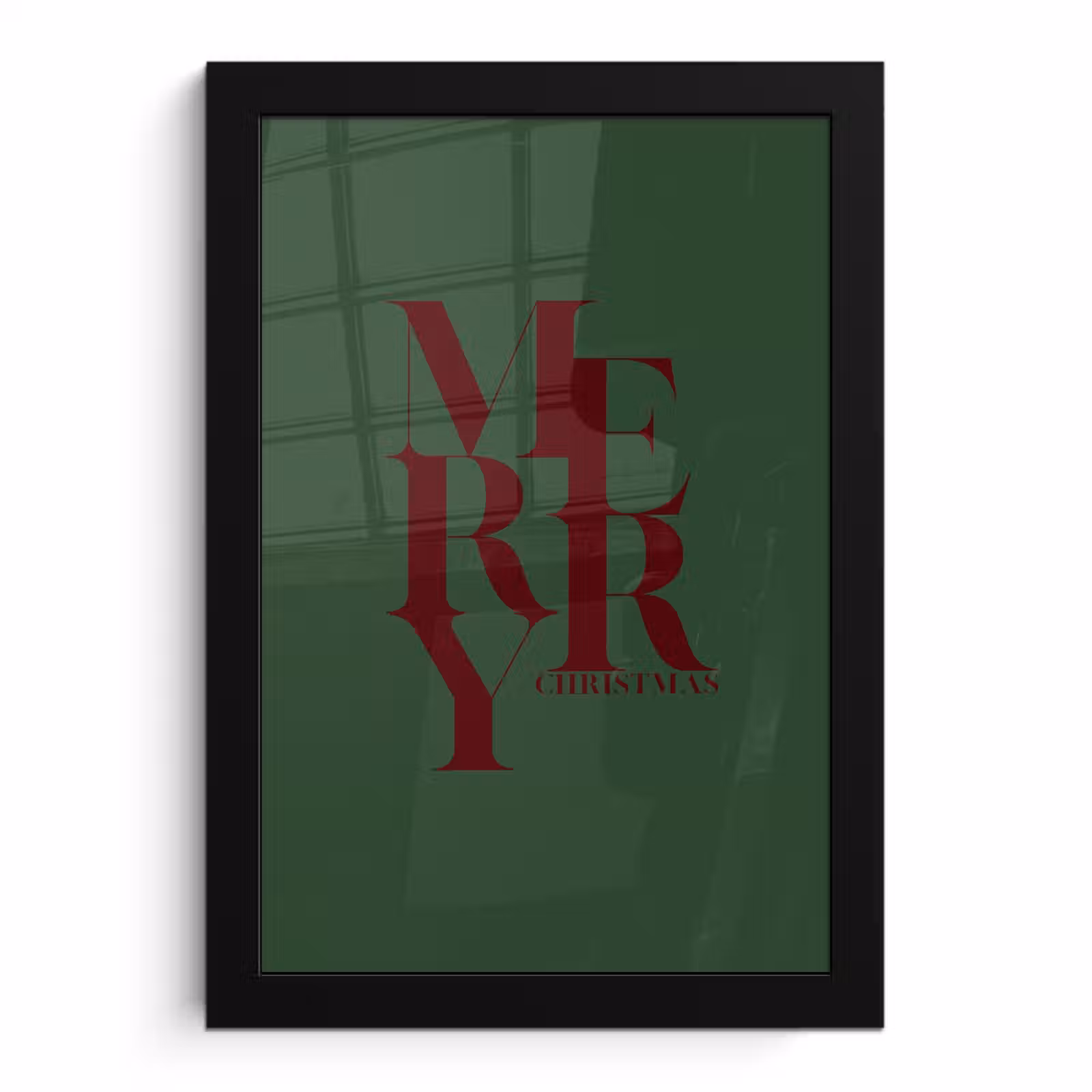 Poster met lijst - Merry - Tekst - Groen - Kerst — 1