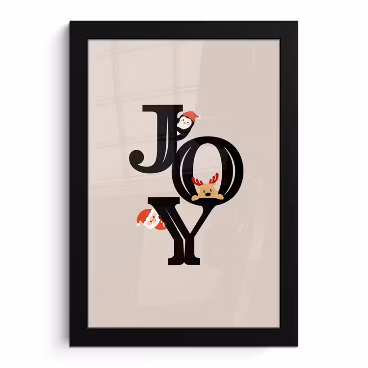 Poster met lijst - Joy - Animatie - Zwart - Kerst — 1