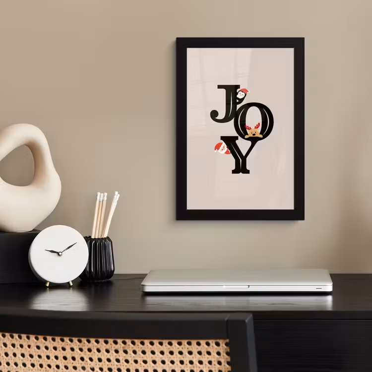 Poster met lijst - Joy - Animatie - Zwart - Kerst — 3