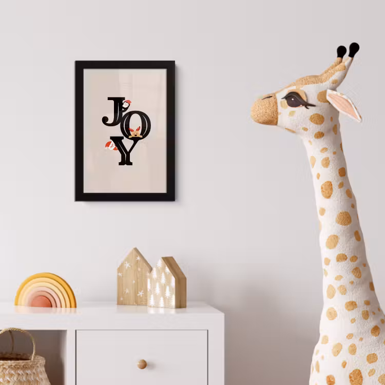Poster met lijst - Joy - Animatie - Zwart - Kerst — 5