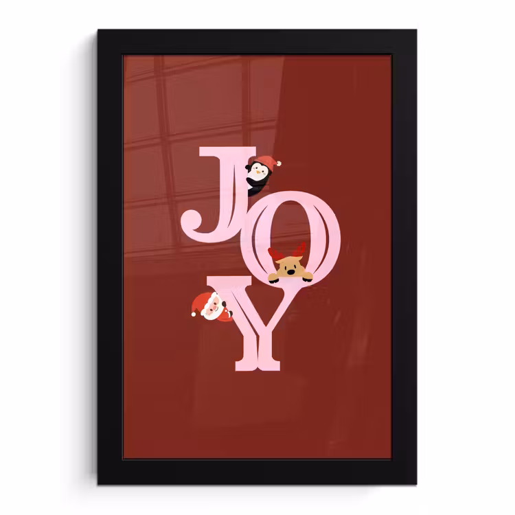 Poster met lijst - Joy - Kerst - Animatie - Rood - Roze — 1