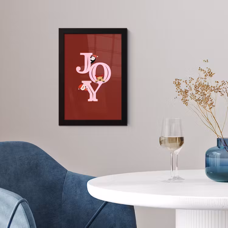 Poster met lijst - Joy - Kerst - Animatie - Rood - Roze — 2
